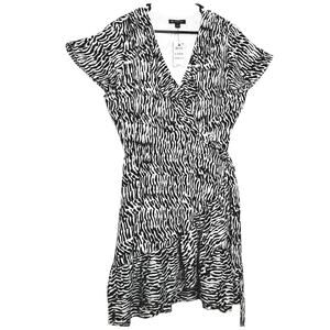 NWT - INC INTERNATIONL CONCEPTS short sleeve wrap dress XL black white zebra